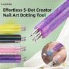DIY Nail Art 5-Petal Dotting Tool Flower Creator 1.8mm Fine Tip Rhinestone Pickers Glitter Handle Manicure Nail Tools Brushes