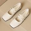 Square Headed Pumps Women's Summer Flat Bottomed French Straight Strap Mary Jane Shoes Korean Version Soft Soled Womens Shoes