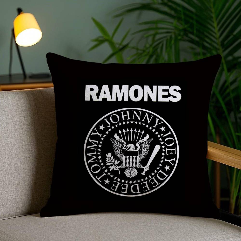 Rock R-Ramones Pillow Case Office Sofa Dorm Chair Back Short Plush Double-Sided Printing Home Cushion Cover