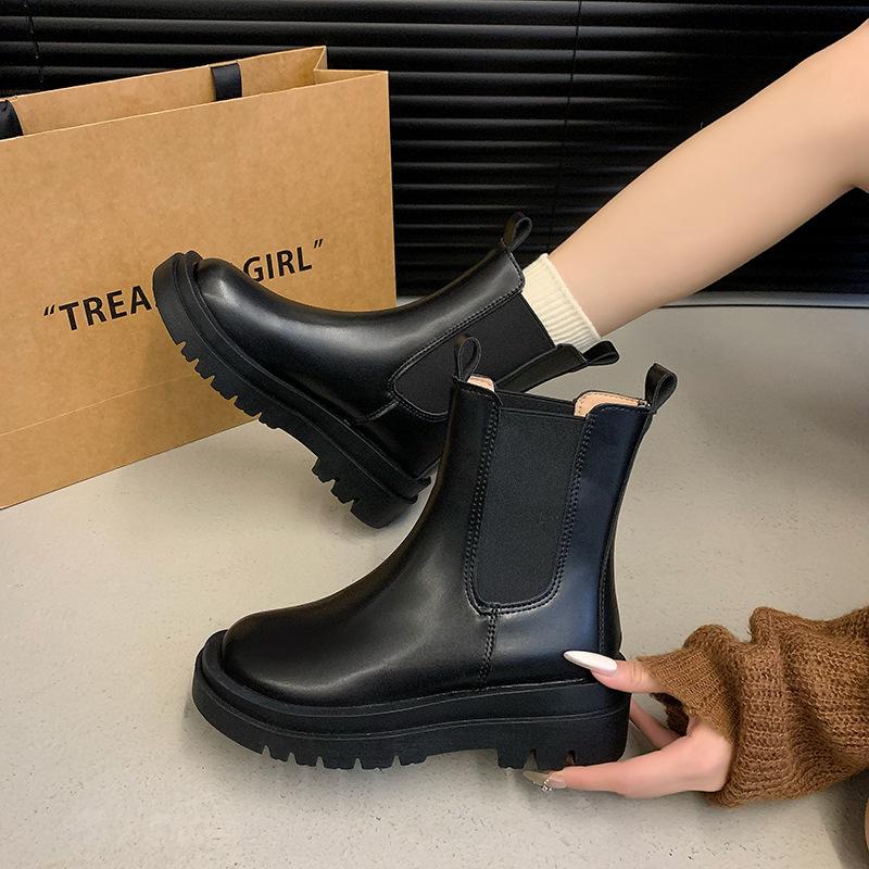 Martin boots women's autumn 2025 new British style mid-boots thick-soled Cheshire short boots ins trendy smoke boots