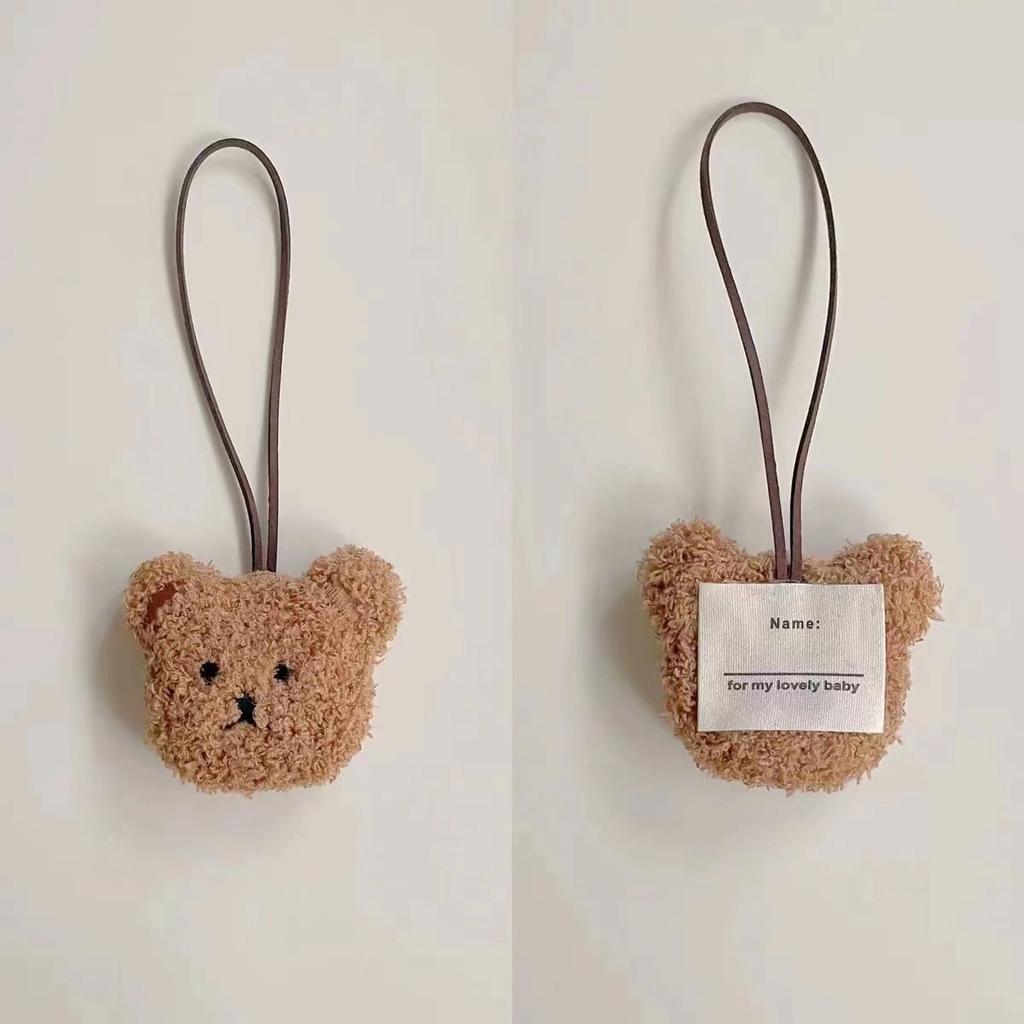 1PC Cute Baby Name Tag Cartoon Bear Doll Bag Kindergarten Backpack Pendant Baby Newborn Bag Ornaments Keyrings Bag Car Trinket