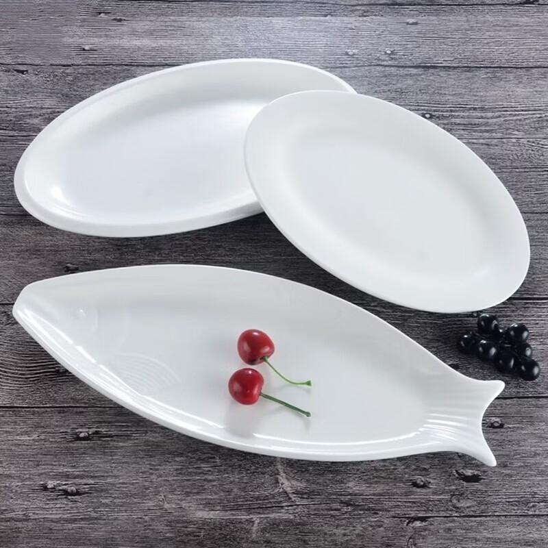 White Ceramic Oval Thick Edge Fish Plate