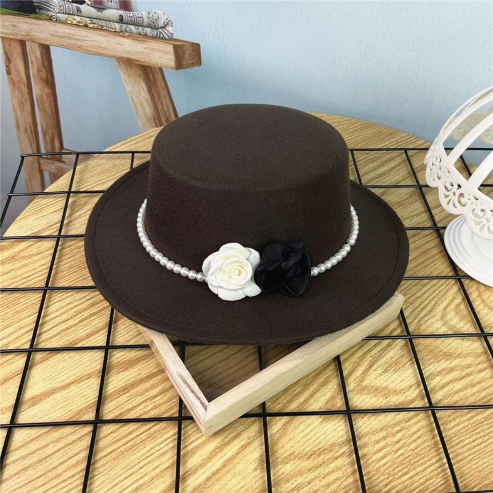 10CM Wide Brim Flat Top Felt Hat French Hepburn Style Panama Trilby Cap New Jazz Hats  Gift
