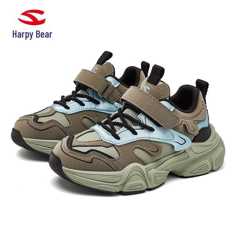 Happy Bear Kids  Leather Surface Dad Shoes – Outdoor & Campus Casual Korean Style 33 светло-зеленый