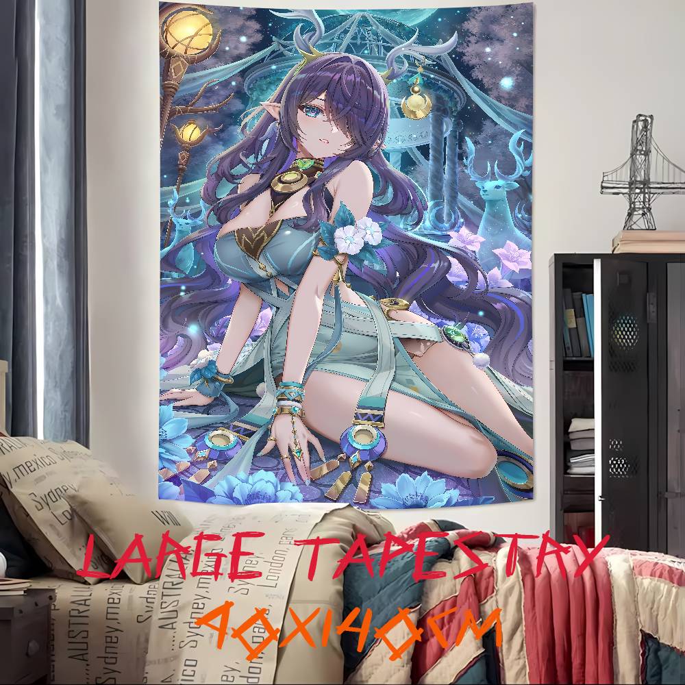 Kawaii Pretty Hot Girl Lauma Cool Video Gaming Tapestry Wall Hanging Art Decoration Aesthetic Background Cloth Birthday Gif