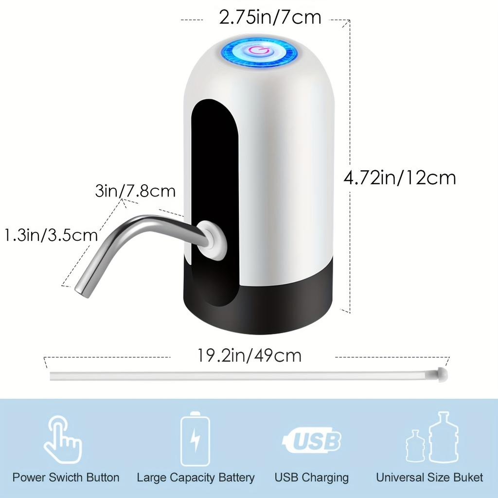 1pc Water Bottle Pump  Electric Water Bottle Pump  USB Rechargeable Automatic Drinking Water Pump For Universal 3-5 Gallon Bottles
