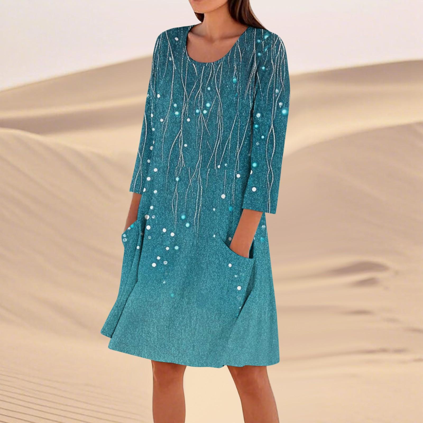 

Женское свободное повседневное платье с рукавами 3/4 и принтом XL