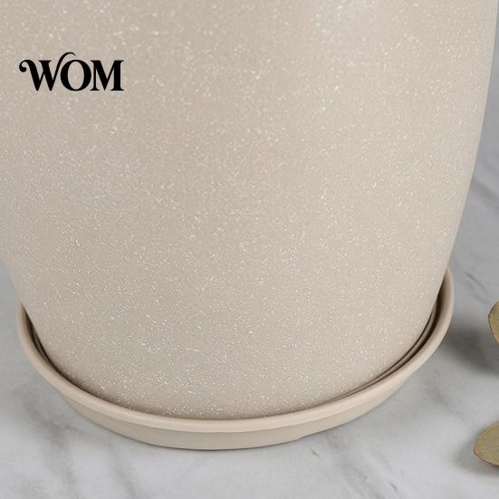 Durable Resin Planters for Garden Modern Plant Pot with Saucer, Gray Flower Indoor Plants Drainage Holes, Stone-Look Planter Outdoor Decorative