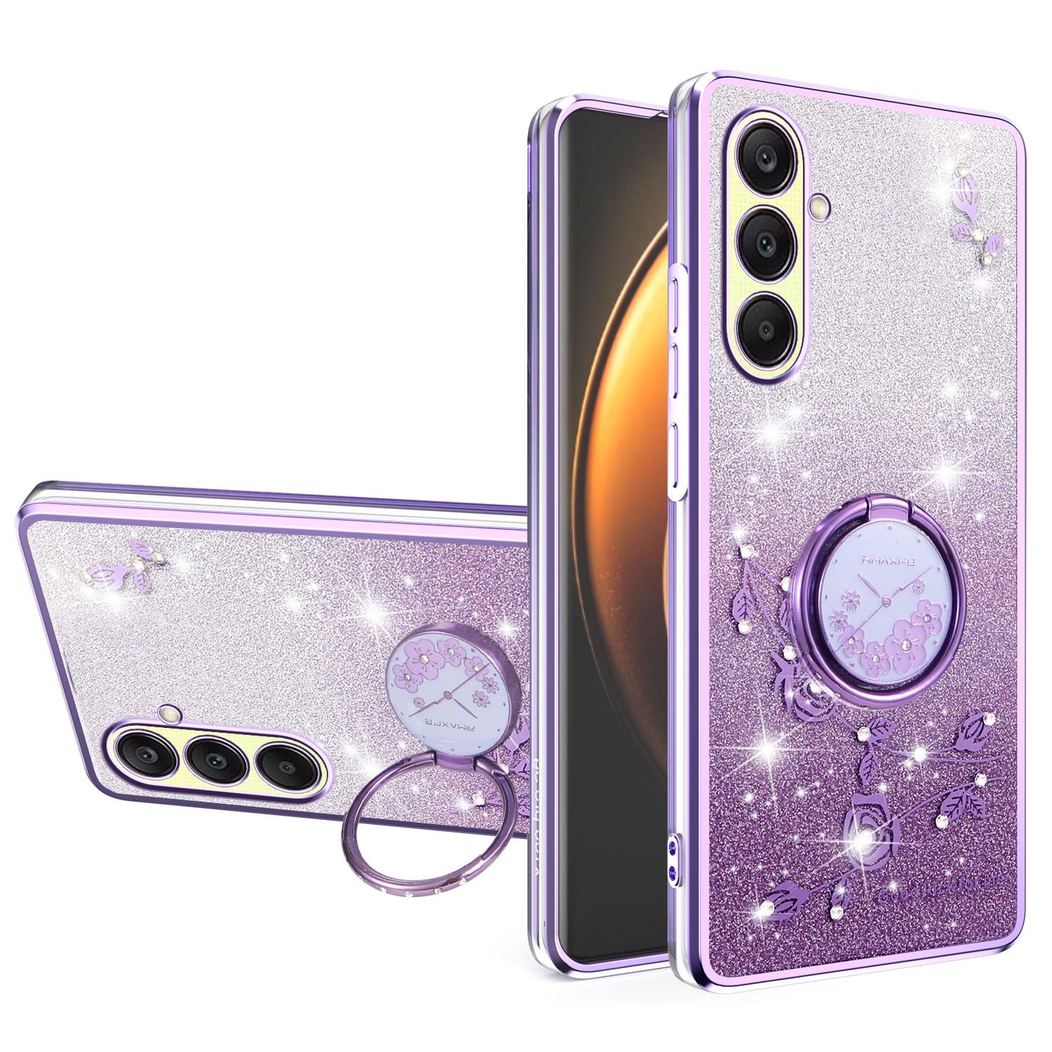 

KADEM Чехол для Samsung Galaxy A26 5G с кольцом-подставкой, ТПУ, с цветами, чехол для телефона с градиентным блеском Purple