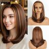 FREEDOM Synthetic Lace Front Wigs For Women Short Bob Layered Straight 6x4 Wear And Go Glueless Wig Ombre Pre Plucked Lace Wigs