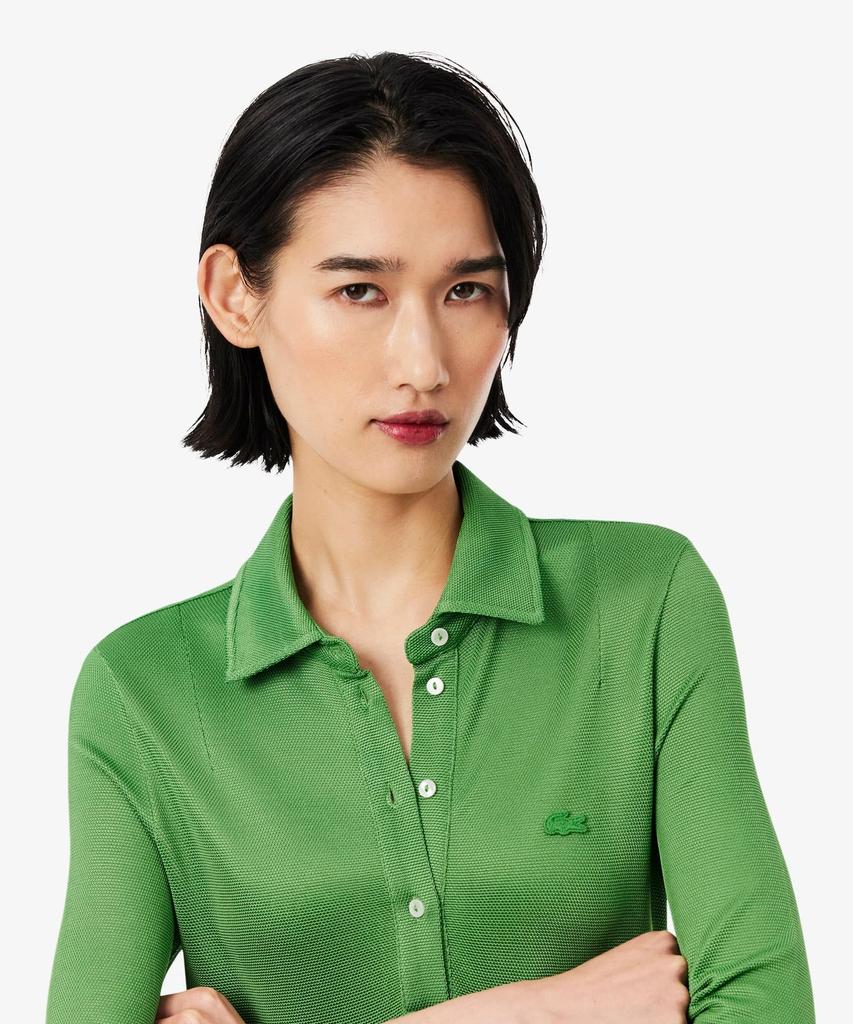 Lacoste Women'S Shiny Pique Long Sleeve Dress Ef9901-56G Npa