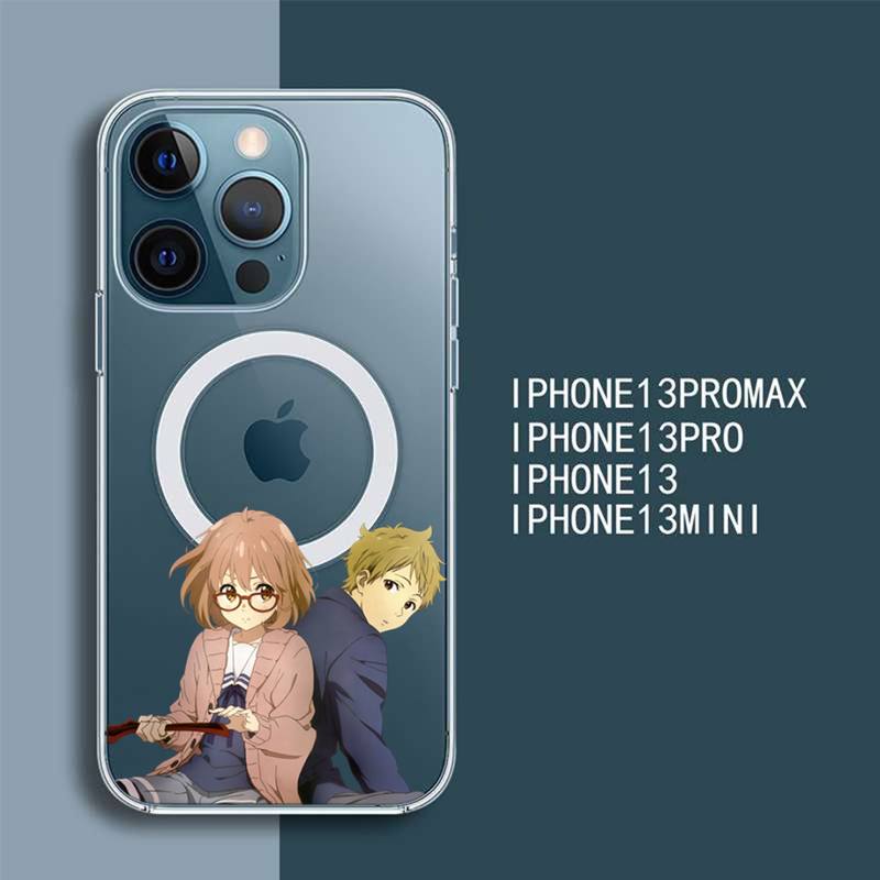 

Чехол для телефона Kyoukai no Kanata, прозрачный магнитный чехол Magsafe для iPhone 13, 12, 11 Pro Max Mini с функцией беспроводной зарядки iphone 13 mini