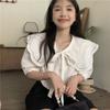 White Shirt Women's Summer New Popular Bow Tie Tops
