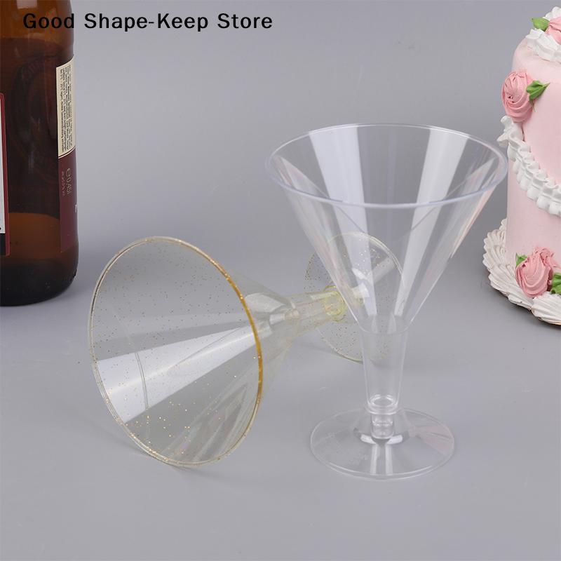 10Pcs Plastic Martini Cups Mini Cups For Transparent Cocktail Dessert Unbreakable Wedding Party Bowl Wine Ice Cream