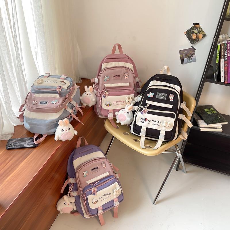 Fashion Female Harajuku Contrasting Colors Junior High School Backpack Fashion Student Backpack Student Schoolbag