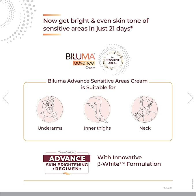 Biluma Advance Sensitive areas brightening cream 25 gm for even skin tone and glow | Soothes sensitive skin