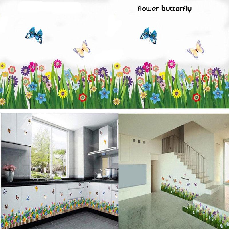 1* Avtagbar sommerfuglblomst gress veggklistremerker Decal Home Window Decor UK