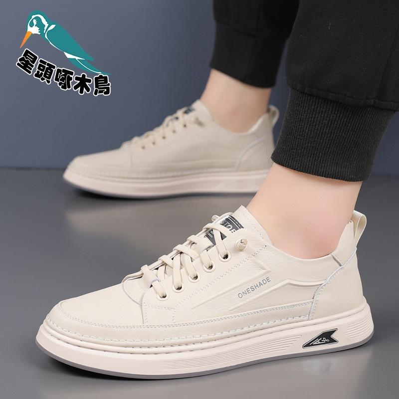 

Star-headed woodpecker leather men s shoes 2025 spring and autumn men s casual board shoes waterproof and waterproof shoes 44
