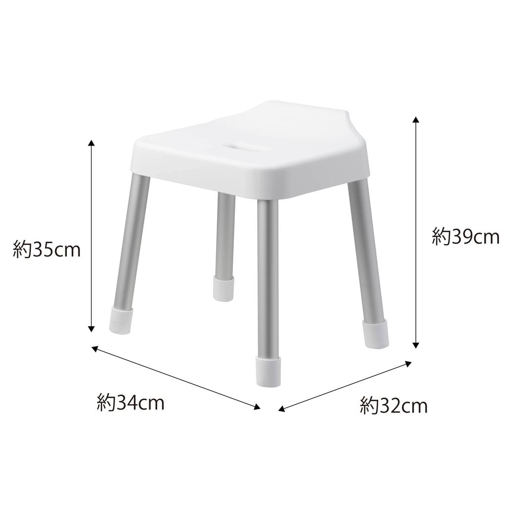 Yamazaki Silla de baño con gancho Jitsugyo 7309 SH35 Blanco W34 x D32 x H39cm MIST Transpirable y fácil de secar Aprox.. (Altura del asiento aprox.. 35cm)