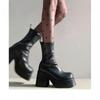 Women'S Spring Autumn New Side Zipper High Heel Boot Platform Mid-Calf Boots Fem Faionable
