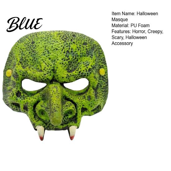 Accessoire de Fête d'Halloween Masque de Vieille Sorcière pour Adultes Horreur Mousse Verte Demi Visage PU Léger Mascarade Accessoire Fête Cosplay Costume Carnaval