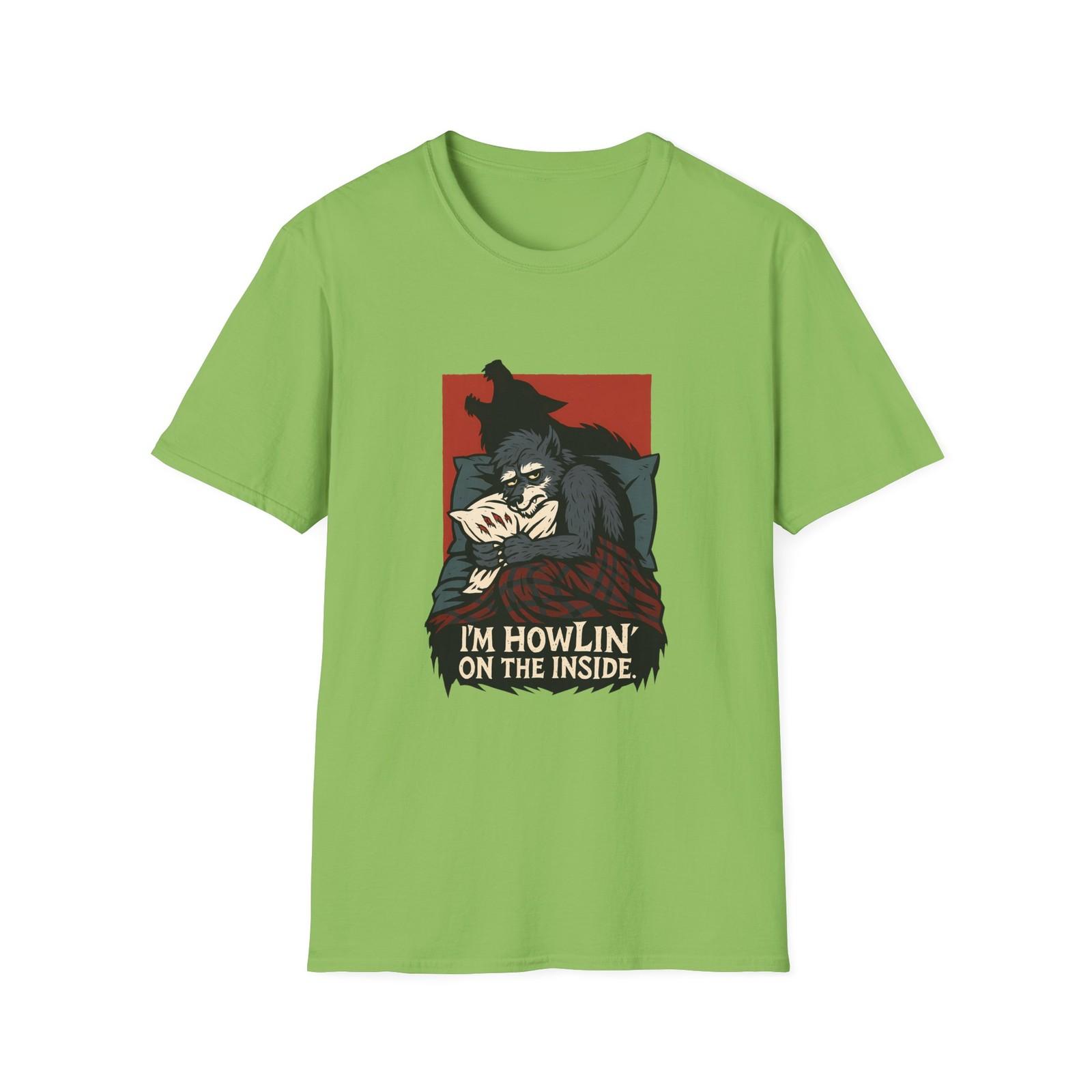 Unisex Softstyle T-Shirt Mens Womens Tees Top Scruffy Werewolf Screaming Shadow Halloween Fall 2XL