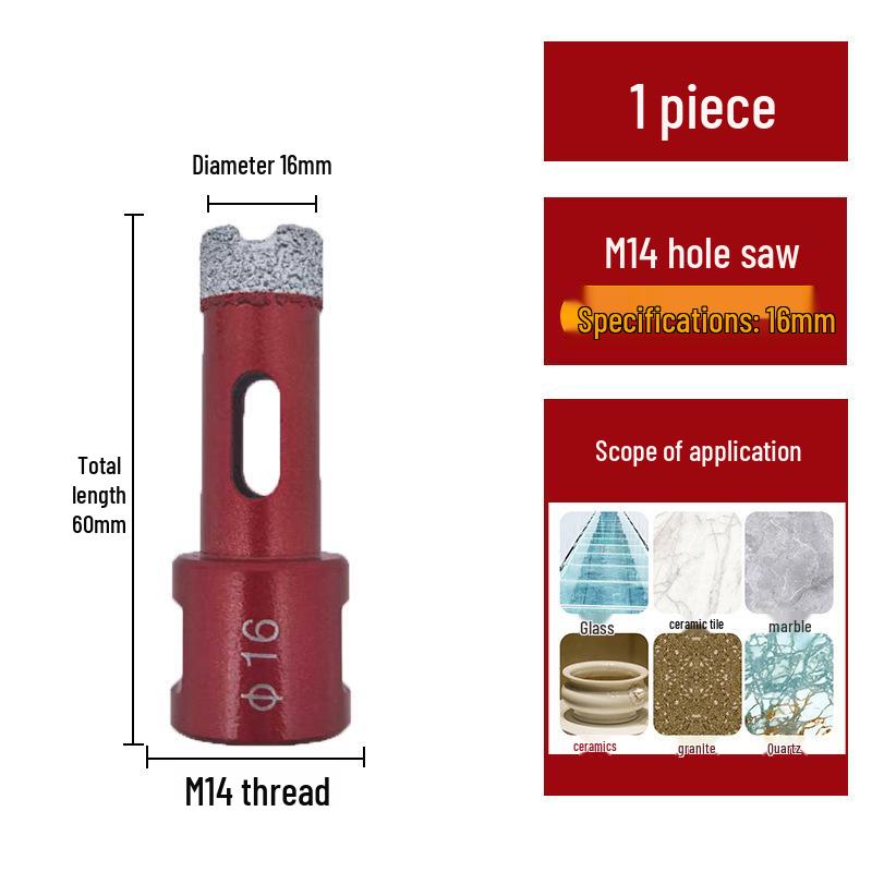 Pânză diamantată brazată M14 pentru gresie, marmură, piatră, sticlă - Bit de găurit pentru polizor unghiular pentru mărirea găurilor