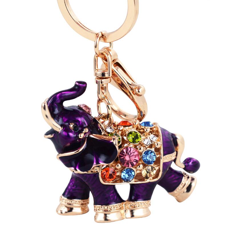 New Design 3D Enamel Elephant Crafts Key Holder Fashion Crystal Animal Bag Pendant Unique Jewelry Gift Bag Charm