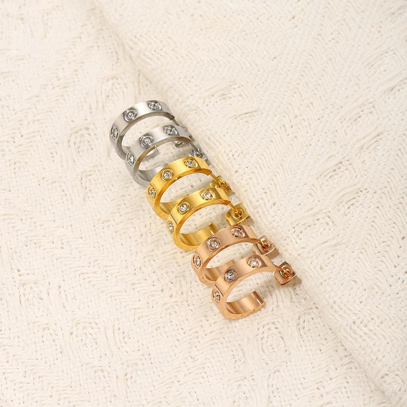 Aretes Acero De Inoxidable Mujer Luxurious Crystalline Earrings Gold Tone Color Stainless Steel Earrings Minimalist Minimalist Hip Hop Celebration