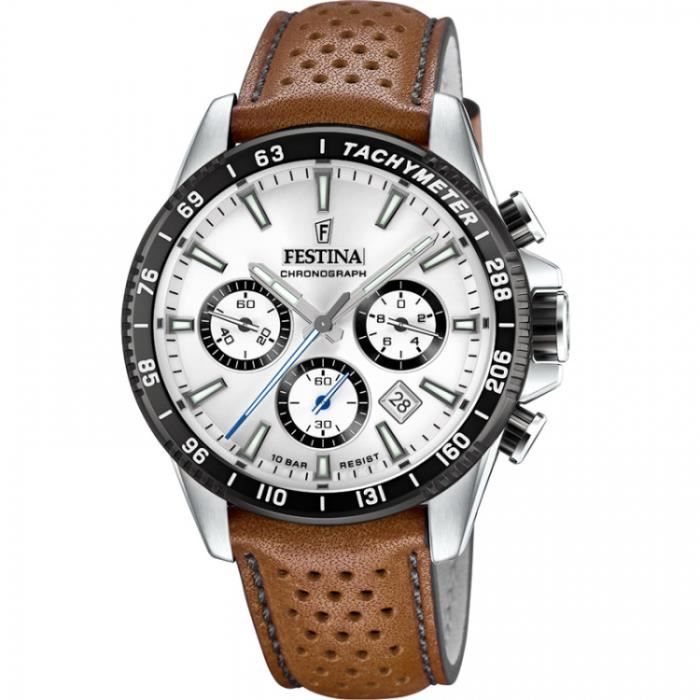 Montre - Festina - F20561/1 - Cuir marron - Chrono Sport - 45mm étanche 10ATM