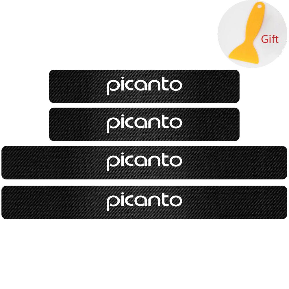 AANT1 4Pcs Carbon FiberCar Door Threshold Sticker Decal For KIA Sorento Optima Carnival K6 Sportage 3 4 Picanto KX1 RIO pv5 ev6 ev5 K3