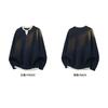 Mens Fake Two Piece Patchwork Thick Knit Loose Pullover Sweater