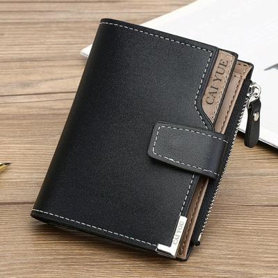 Portafogli da Uomo in Pelle PU con Cerniera Corto di Lusso Tasca Portamonete Porta Carte Portafoglio da Uomo Clutch Porta Foto Portamonete da Uomo