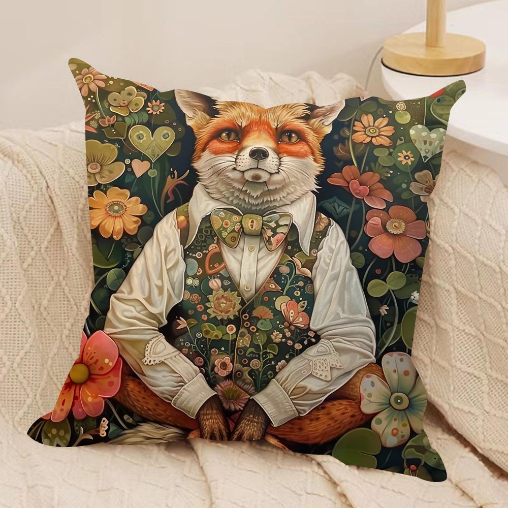Funny Animal Vintage Portrait Cushion Cover Silky Short Plush Invisible Zipper Dustproof Sofa Pillow Case For Home Decor