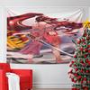 Samurai Girl with Red Hair and Sword Pattern Wall Hanging Tapestry Decorative Tapestry Home Decor for Bedroom and Living Room