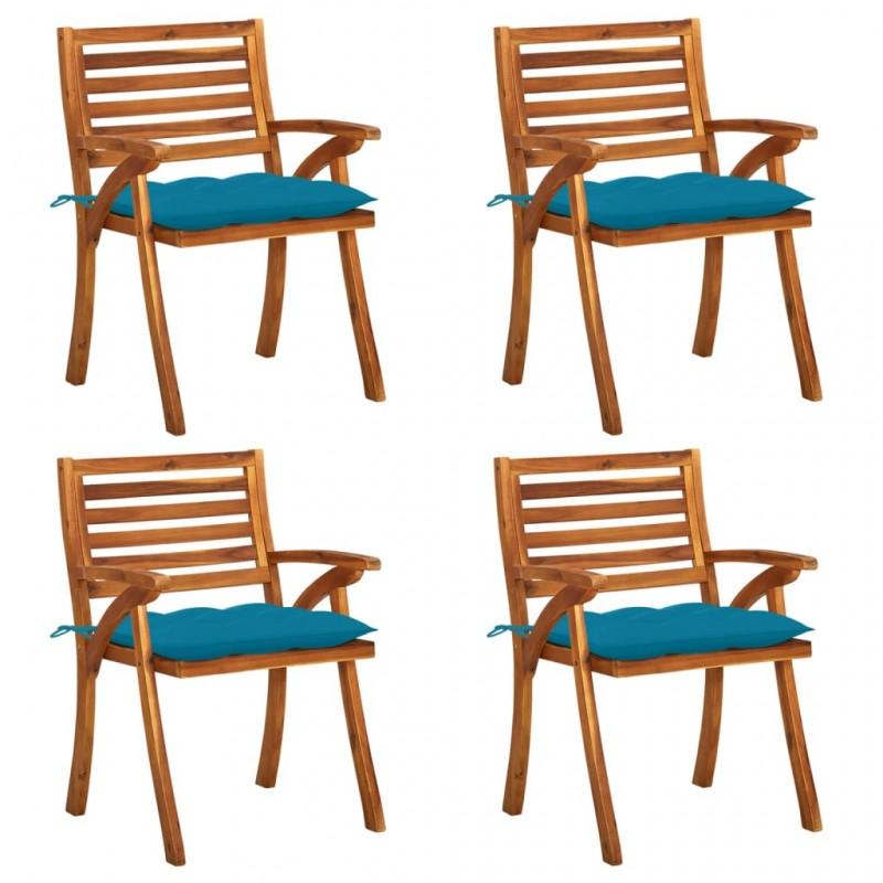 Day and Night - Day and Night Garden Chairs with Cushions 4 Units Solid Acacia Wood