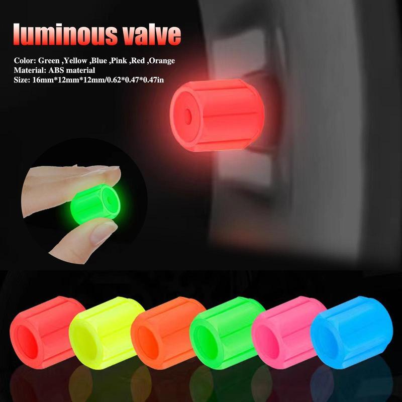 4pcs Car Valve Caps Night Glowing Tyre Valve Stem Air Dust Rim Cover Universal Motorcycle Bike Wheel Luminous Tire Valve