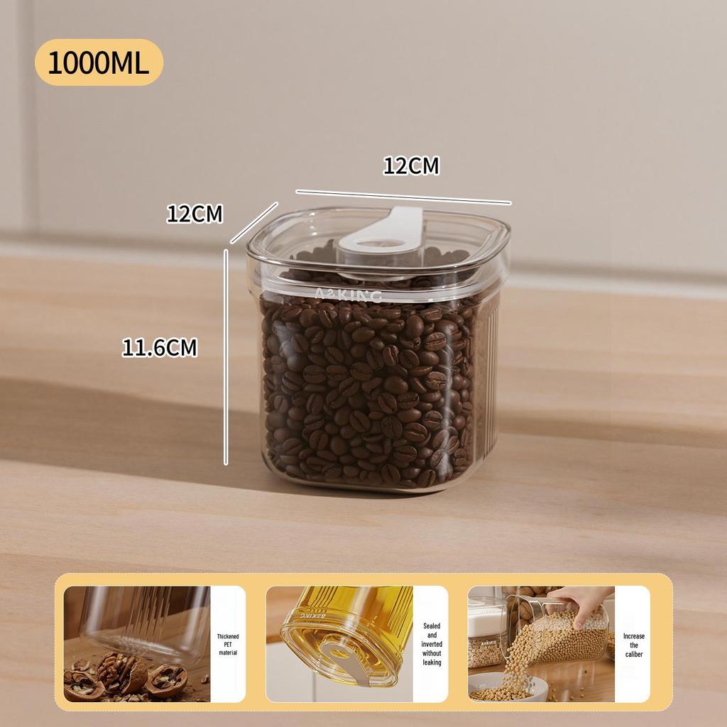 Transparent Kitchen Storage Jar for Food: Beans, Grains, Cereal