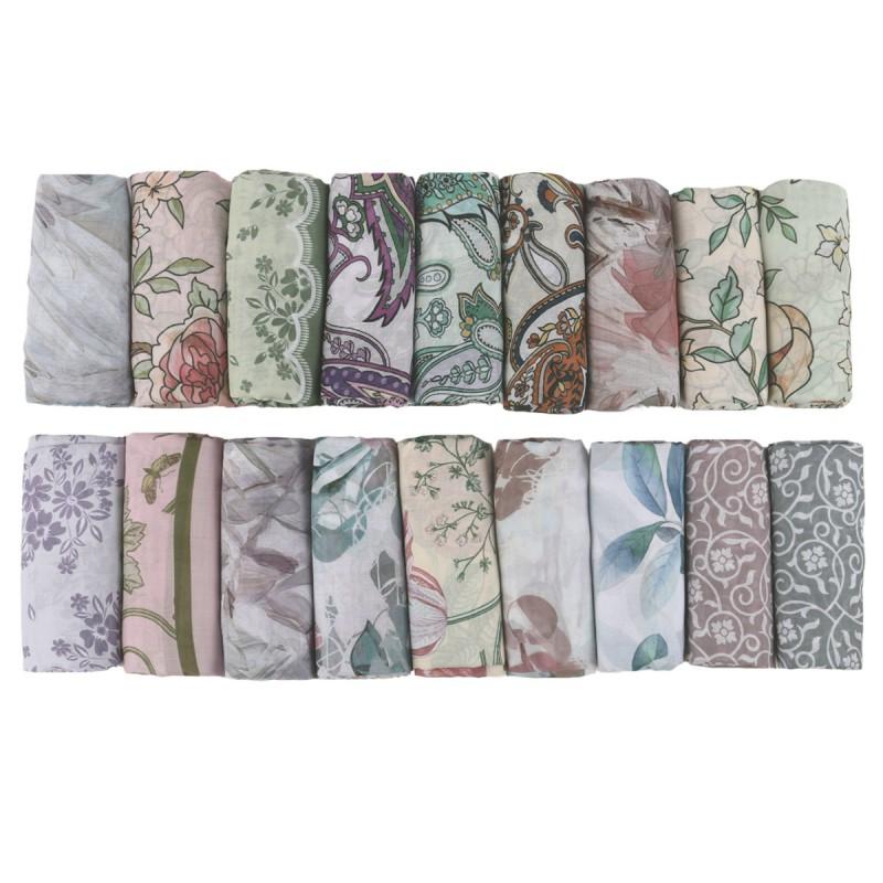Cotton Linen Printed Square Scarf 110x110cm Lightweight Wrap Women Boho Style Headwrap Neck Accessory