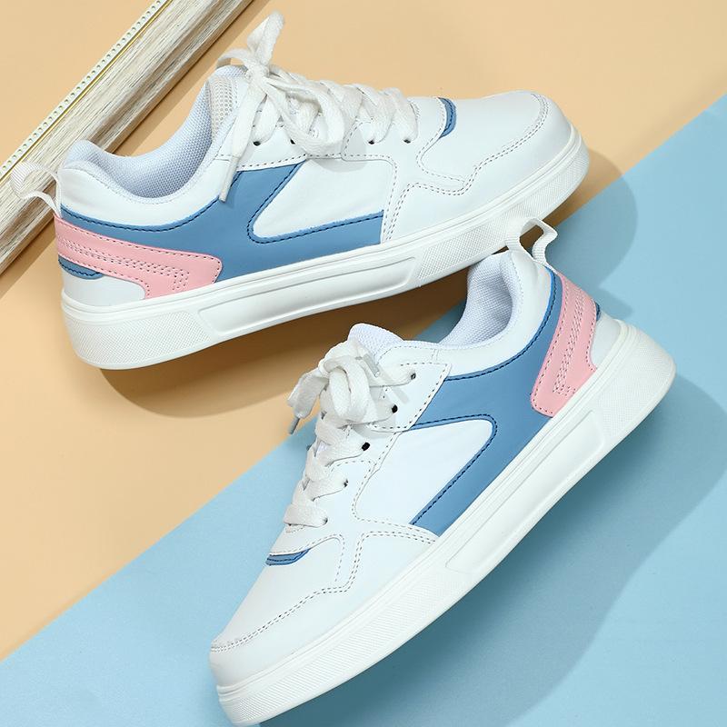White Shoes PU Leather Board Shoes Women Breathable Casual Sneakers Men Lace-up Trendy Running Trainers Anti-slip Waterproof