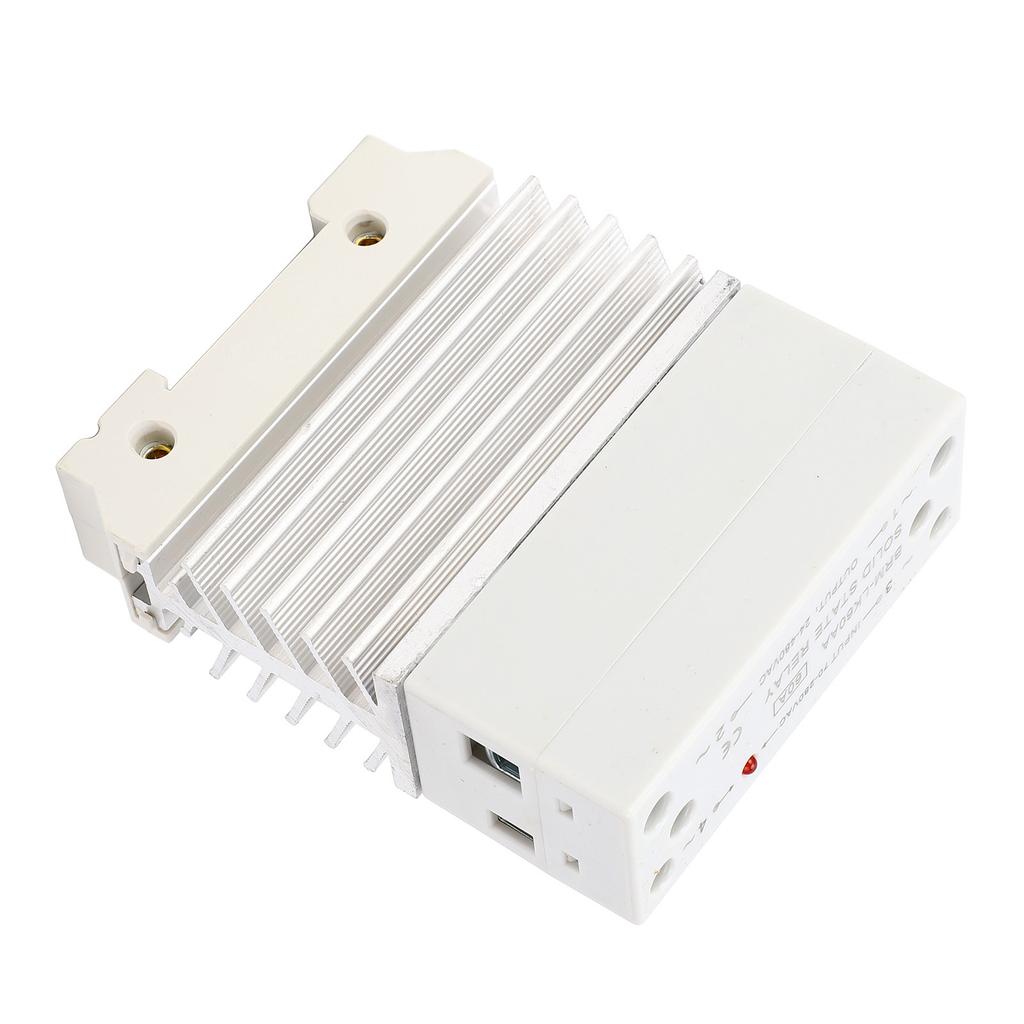 Single Phase SSR Module, 60A   State Relay, 70-280V AC to 24-480V AC, with Heat Sink for Standard 35mm Rail Mounting Design, Moisture Resistance
