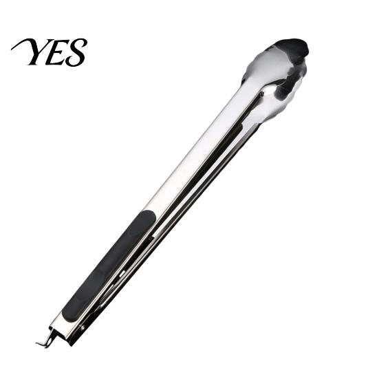 Anti-slip Kitchen Tongs with Anti-Slip Handle And Silicone Scalloped Edges, Stainless Steel Cooking Thumb Rest Locking Food Clips for Grilling