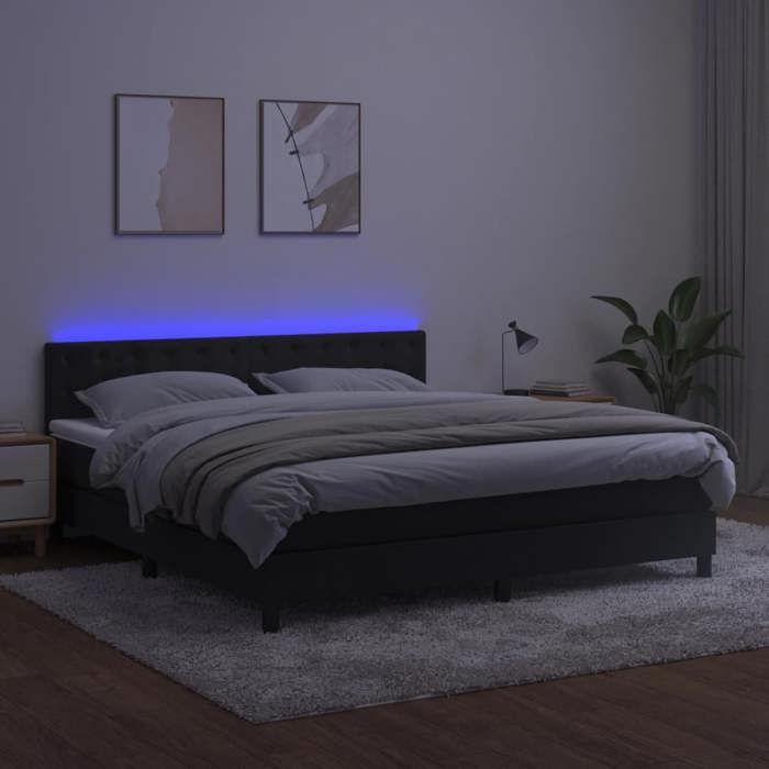 Maison Exclusive - Sommier à lattes de lit avec matelas et LED Noir 180x200 cm