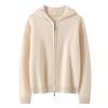 Lekasha Women's Cashmere Zip-Up Hooded Cardigan