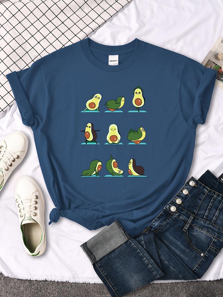 Woman T-Shirt Avocado Teaches You To Practice Yoga Printing Blouses Womensfashion Oversize Blouses Funny Fruit Ladies Tshirts