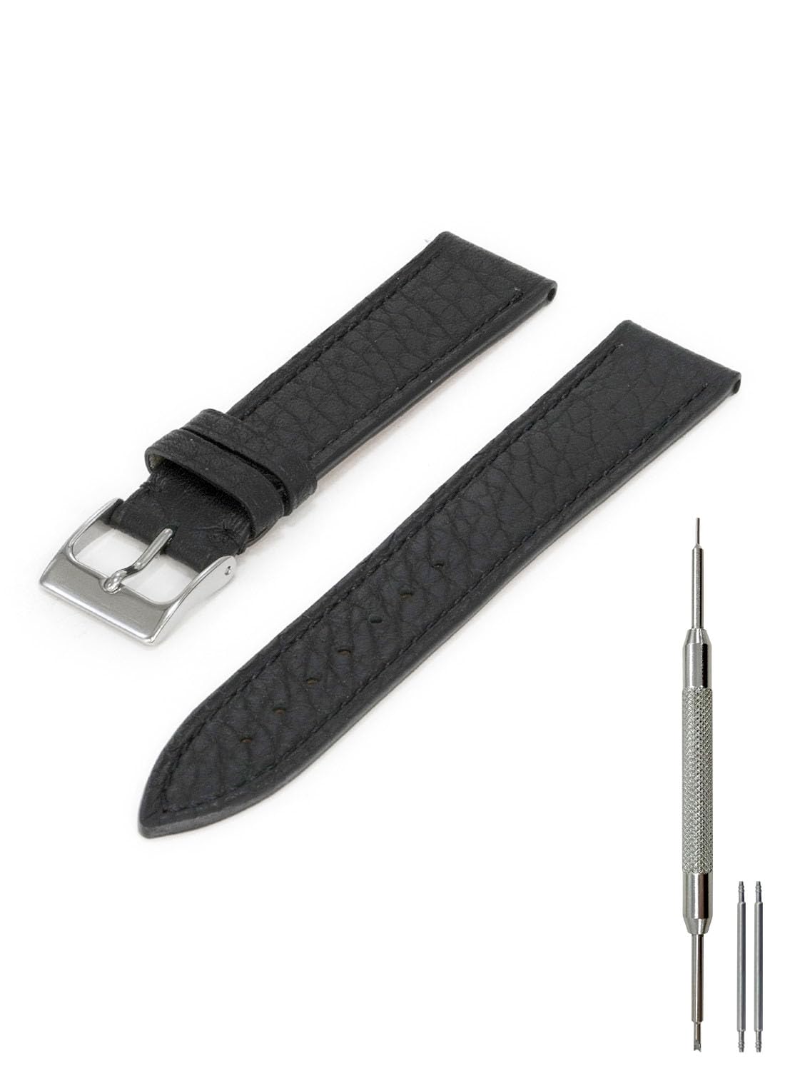 Watch strap, watch band, MURET calfskin Zermatt shrink leather, Cassis D1043105, 12mm, black.