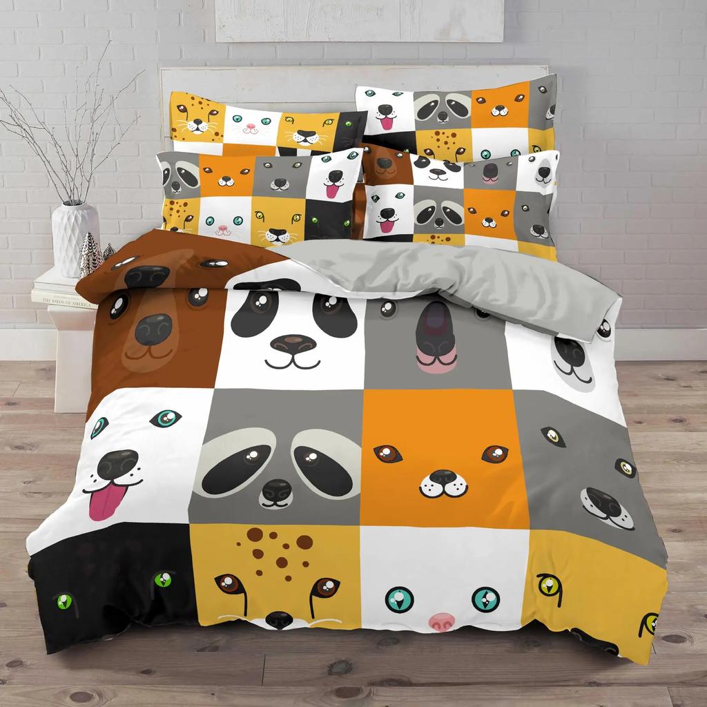 Print Pet Dog Bedclothes For Girl Boy Twin Single140x210cm Cute Bedding Sets Full Size Bed Linens Duvet Cover Sets Dropshipping
