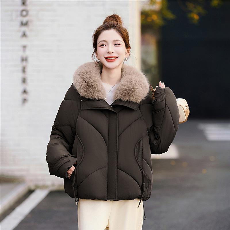 Short down cotton clothes women's winter small men's new loose lapel bread clothes jacket