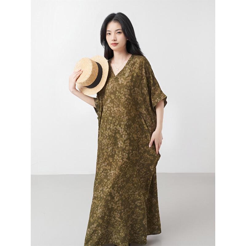 Aiyilian Women s Floral Patchwork Loose Dress