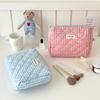 Cute Bow Cotton Makeup Bag Women Zipper Cosmetic Organizer Female Cloth Box Shape Portable Toiletry Case for Girls